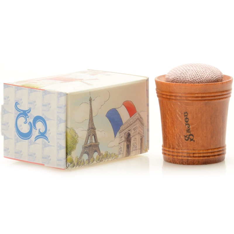 Wooden Pin Cushion - Pink Linen