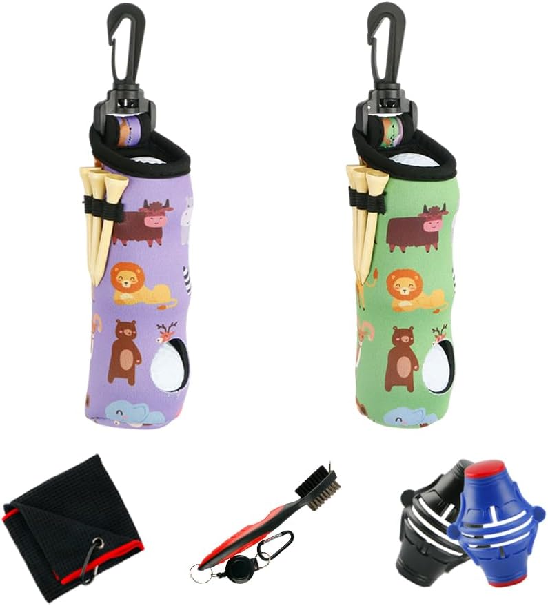 Golf Ball carry bag golf tee bag storage with hook portable waist bag can hold 3 balls and 3 tees Men and Women Golfer Gift