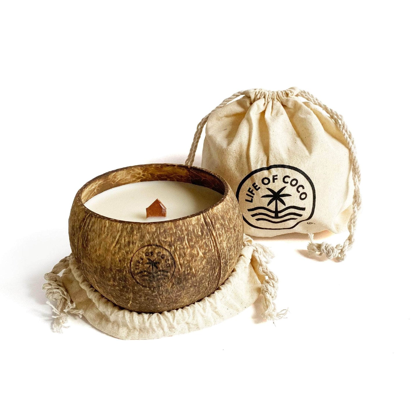 Wood Wick Soy Wax Coconut Candle - Toasted Coconut