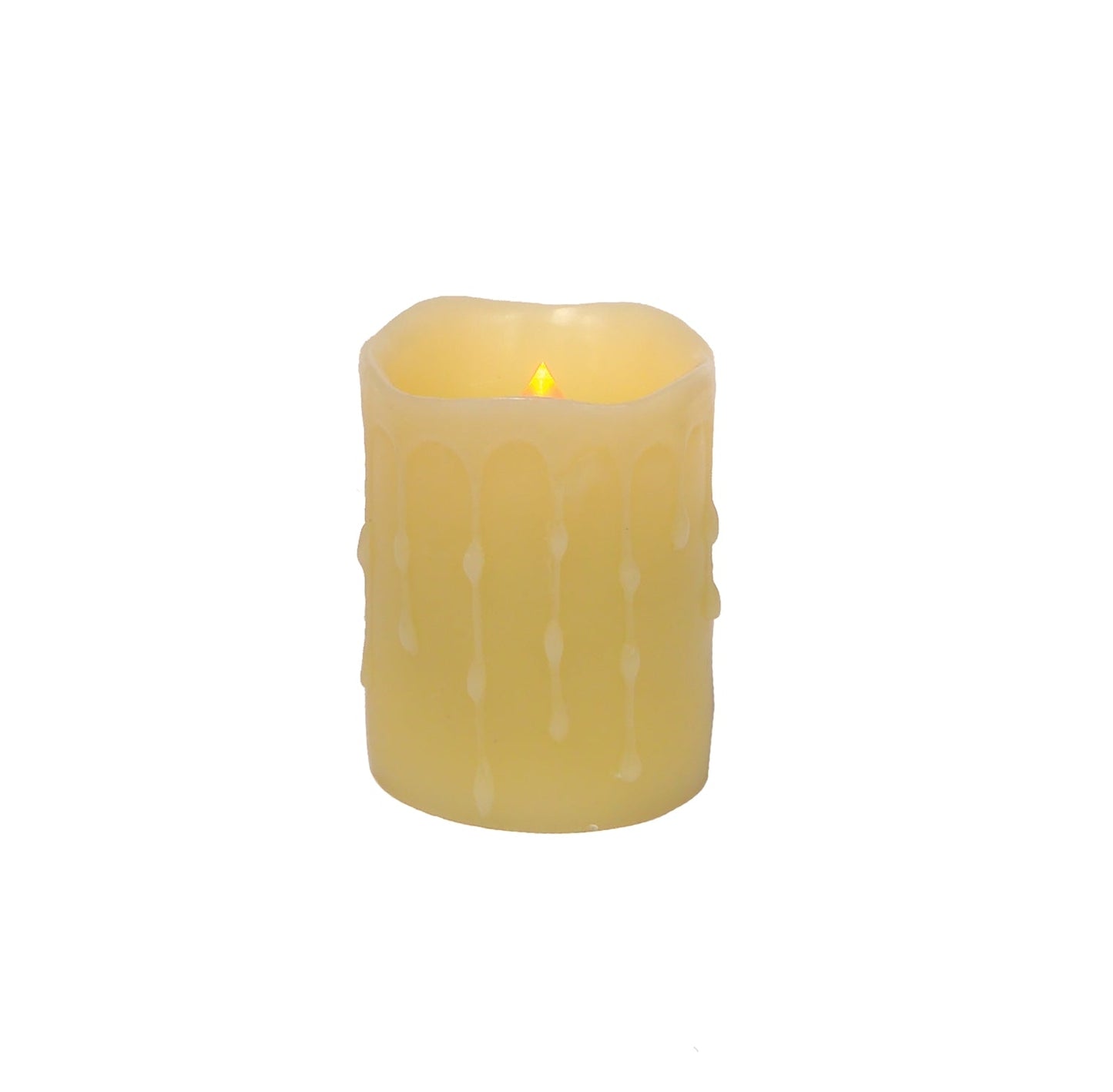 LED 3"Dx4"H Dripping Wax Pillar Candles with Remote, Set of 4