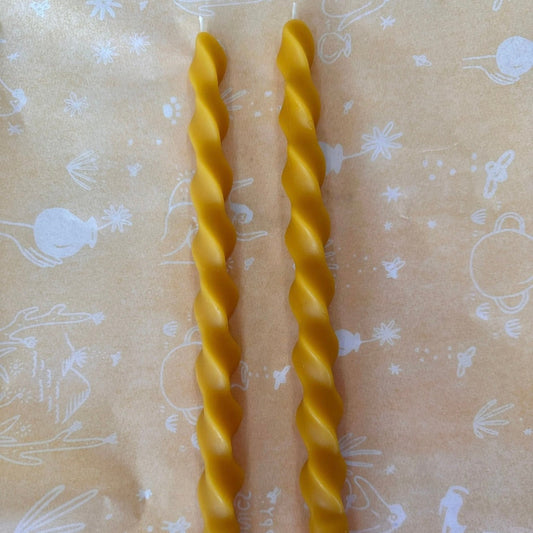 Happy Organics: Pair of 12 inch Beeswax Taper
