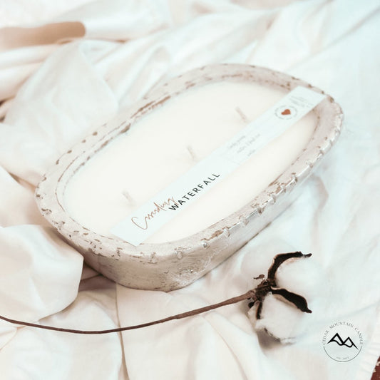 3 Wick Pottery Dough Bowl Soy Candle, No Beads