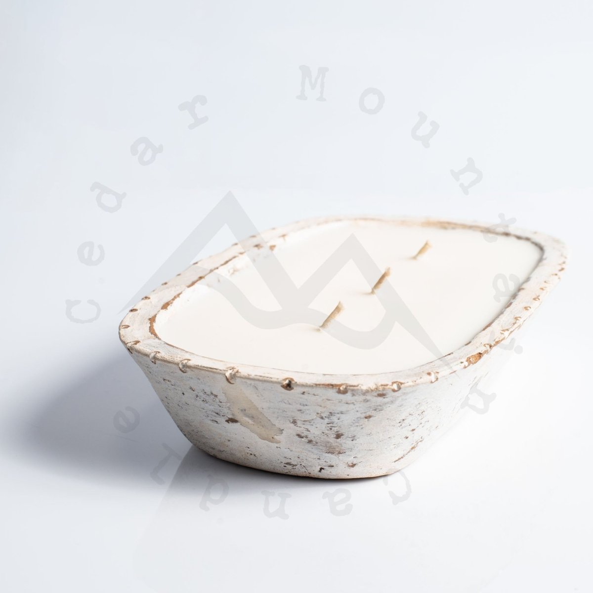 3 Wick Pottery Dough Bowl Soy Candle, No Beads