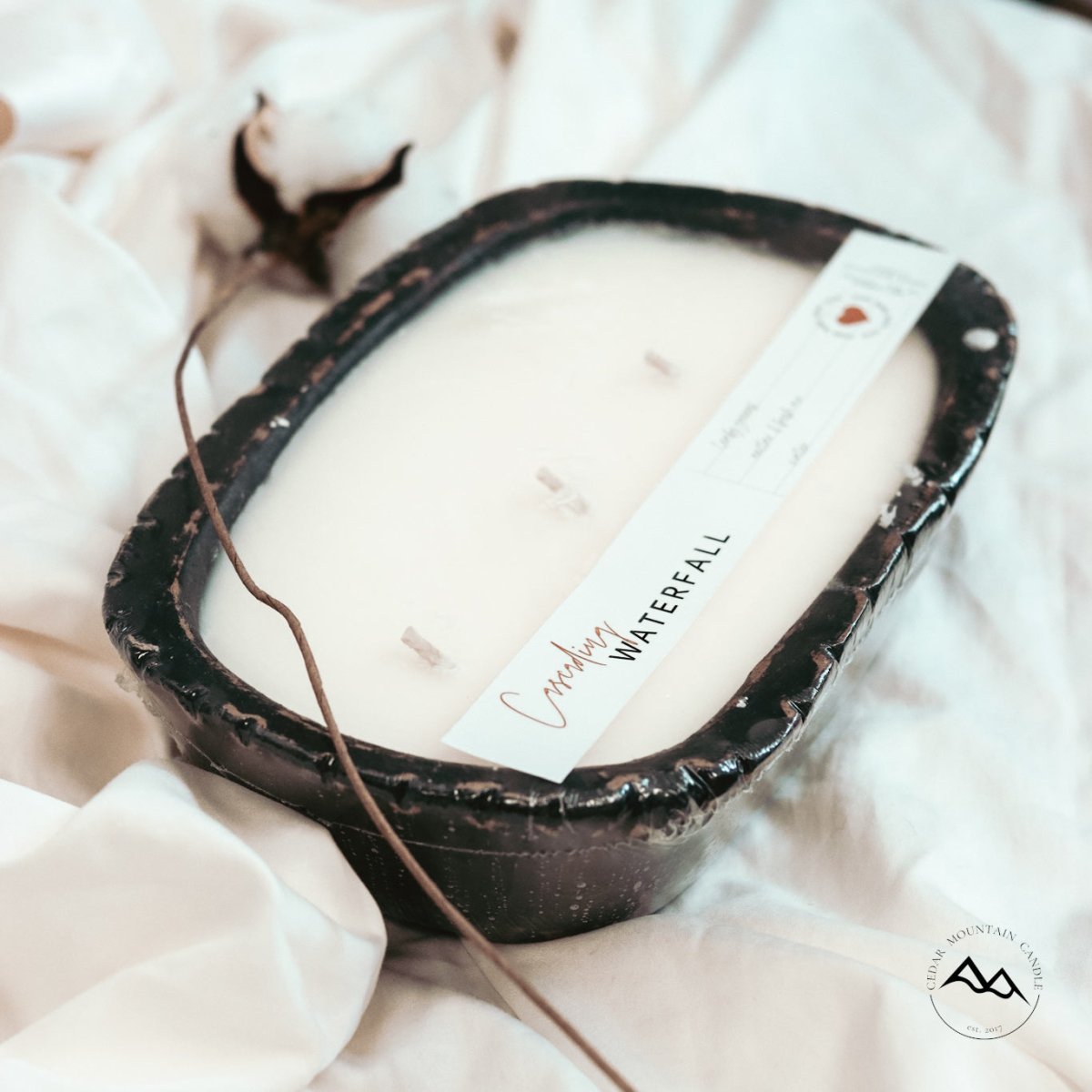 3 Wick Pottery Dough Bowl Soy Candle, No Beads