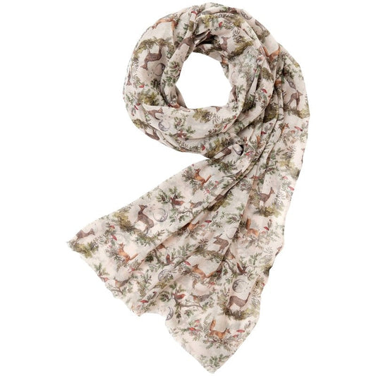 A Night's Tale - Grey Woodland Scene Lightweight Scarf