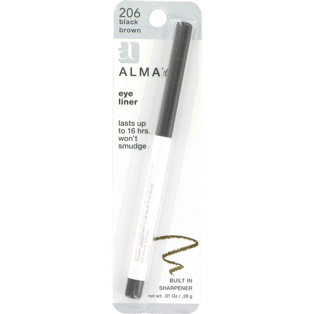 Almay Eyeliner Pencil, Black Brown [206], 0.01 oz (Pack of 3)