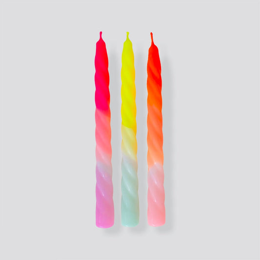 Dip Dye Neon Twist Candles