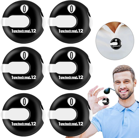 Frienda 6 Pieces Golf Score Counter Mini Golf Stroke Counter Simple Attachment Scorekeeper Up to 12 Shots Score with One Touch Reset Clip, 6 Pieces