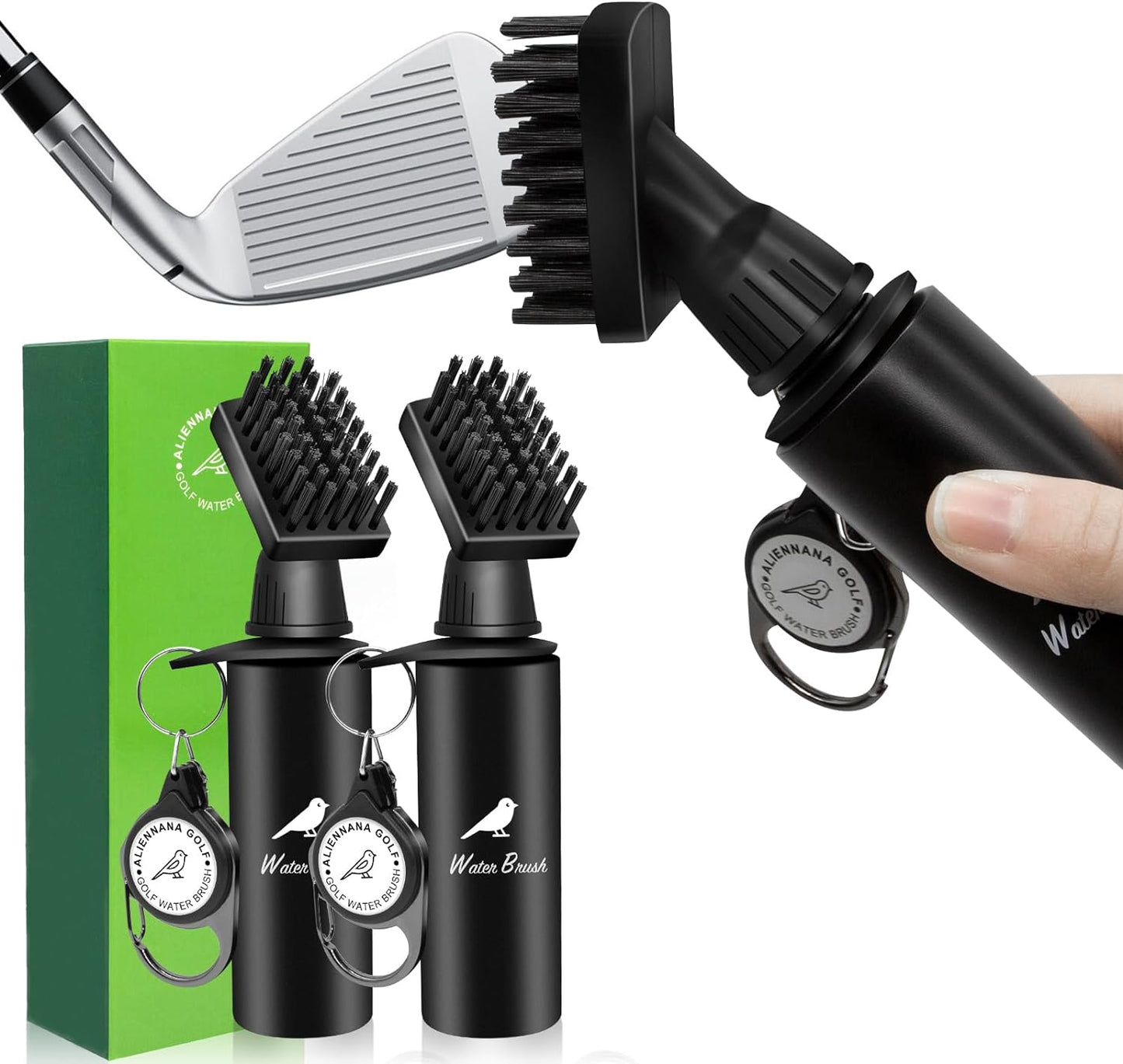 Golf Water Brush Pro Golf Club Cleaner Brush with Squeeze Water Bottle Holds 4 Ounces of Water - Golf Club Head Groove Cleaner, Golf Ball Cleaner, Shoe Brush, Golf Bag Accessories