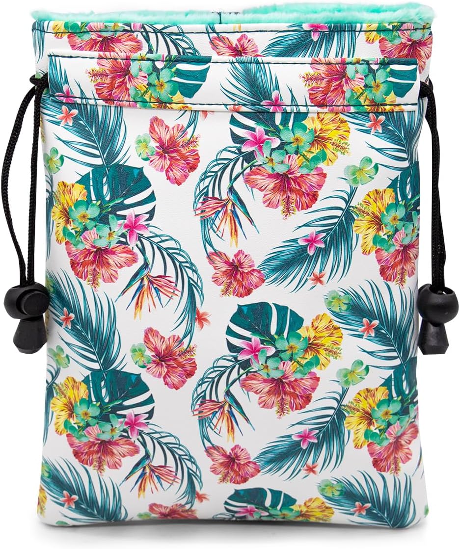 Golf Valuables Pouch，Colorful Flower Golf Pouch Bag with Drawstrings Golf Tee Bag Pouch Leather Golf Tee Pouch Golf Ball Bag for Men Women