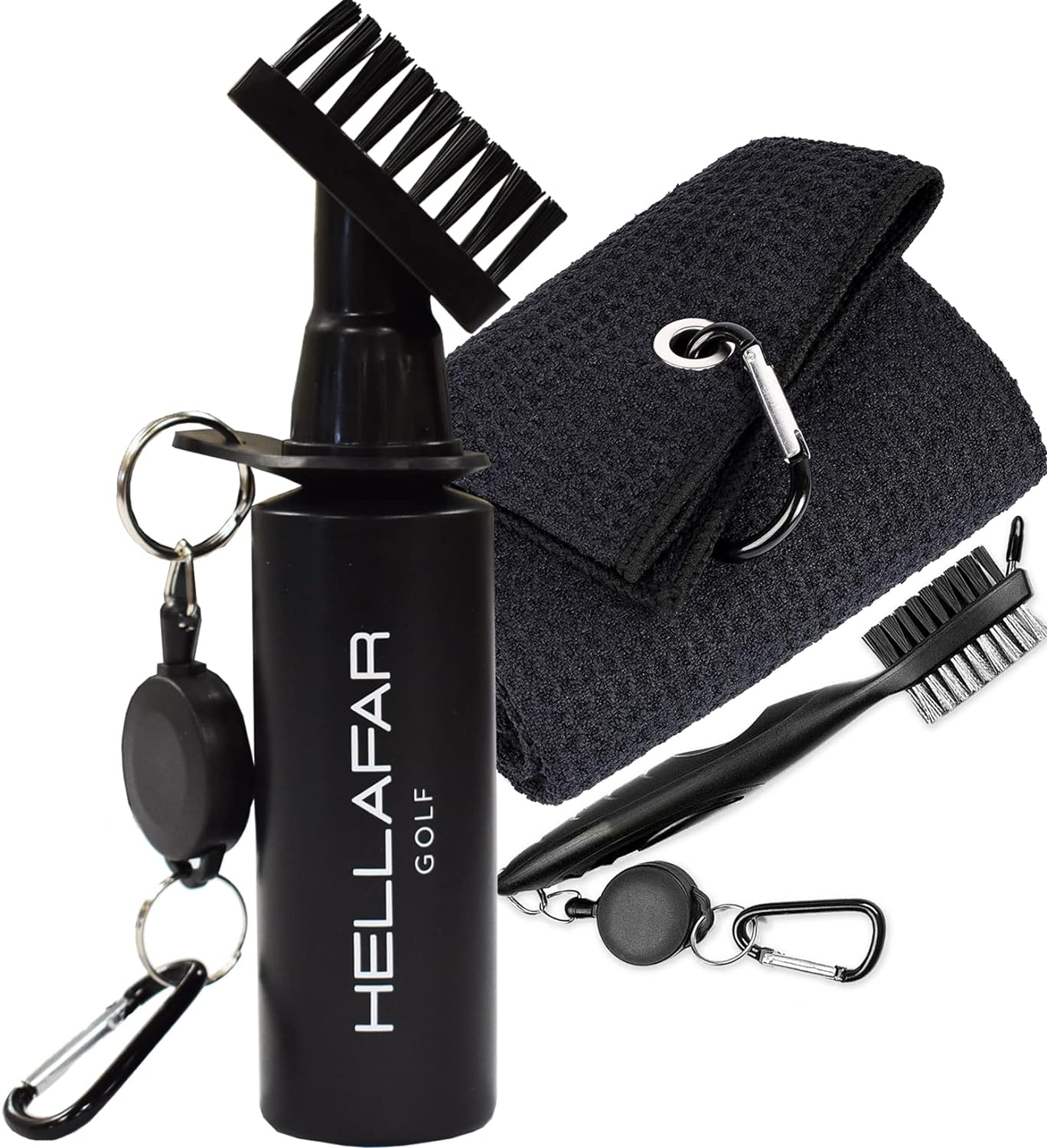 Golf Club Cleaning Kit with Golf Water Brush Includes Bottle Cleaner Brush, Waffle Golf Towel & Golf Club Groove Cleaner