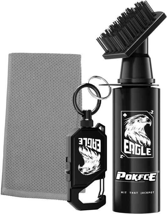 Golf Water Brush - Retractable Lock Zip Liner Brush and Microfiber Towel Wide Cleaning Golf Club & Ball - Improve Swing and Performance - 7.5 Inches, 5 Ounces of Water