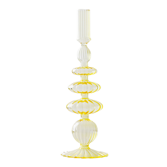 Yellow Glass Candlestick Holder