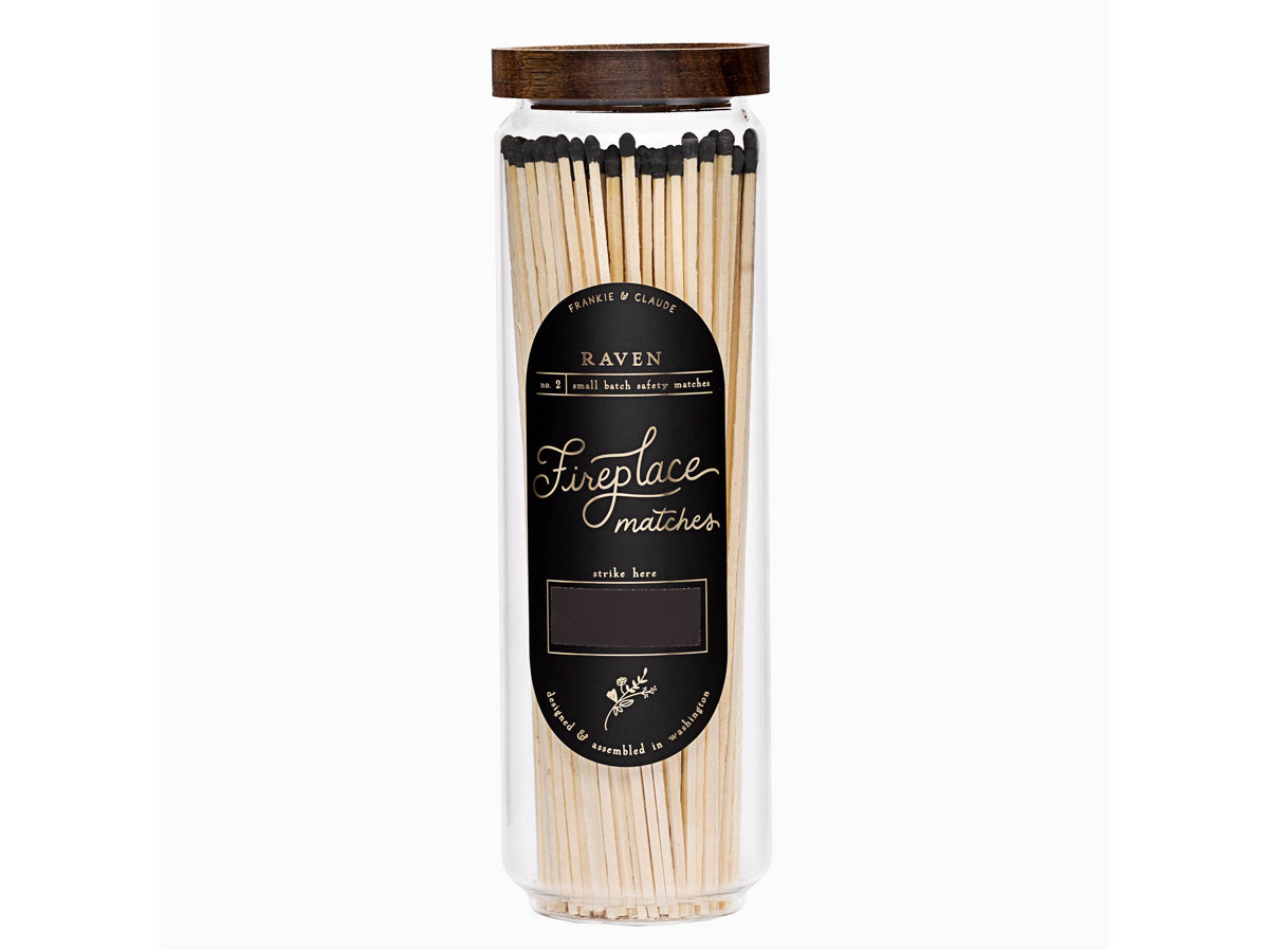 Fireplace Match Jar, Raven Black