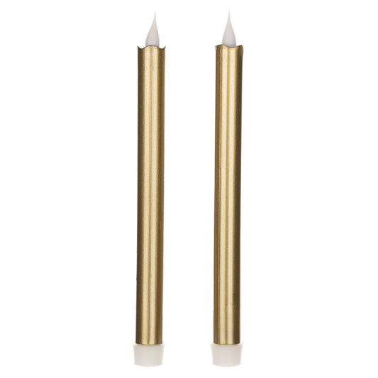 Gold Simplux Designer LED Taper Candle with Remote, Set of 2